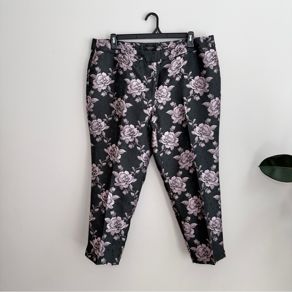 Talbots Jacquard Floral Ankle Sheen Pants 18WP